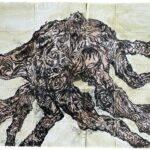 Cluster of Roots Monotype, black ink, watercolours 52 cm x 90 cm